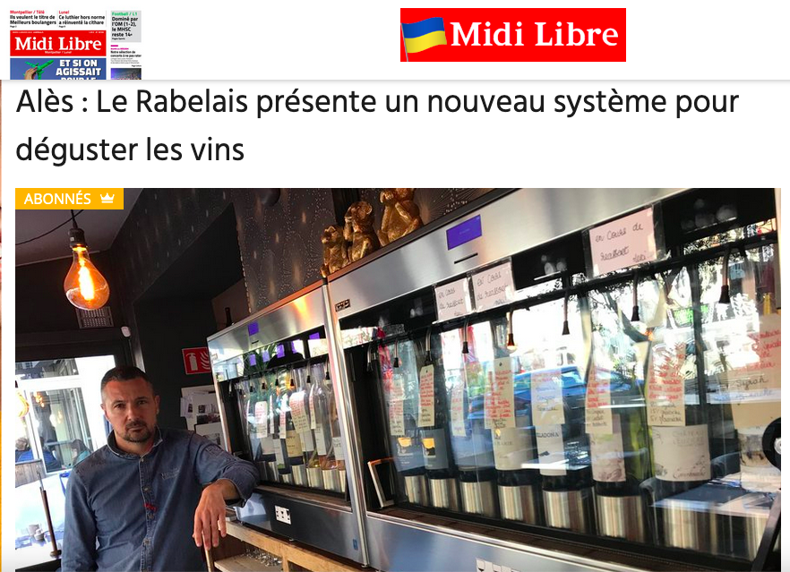 Enomatic Distributeur de vin au verre vendu par Enostore France au restaurant Le Rabelais à Alès