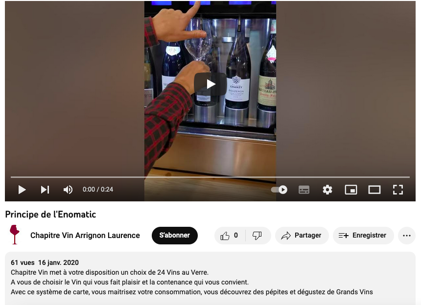 Enomatic Distributeur de vin au verre vendu par Enostore France au Restaurant Chapitre Vin