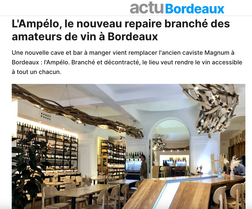 Enomatic distributeur de vin au verre enomatic vendu par Enostore France dans une publication de l'Actu Bordeaux qui parle de l'Ampélo à Bordeaux.