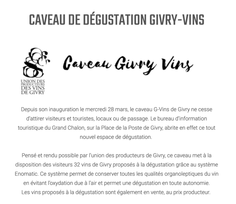 Caveau de dégustation de Givry vins